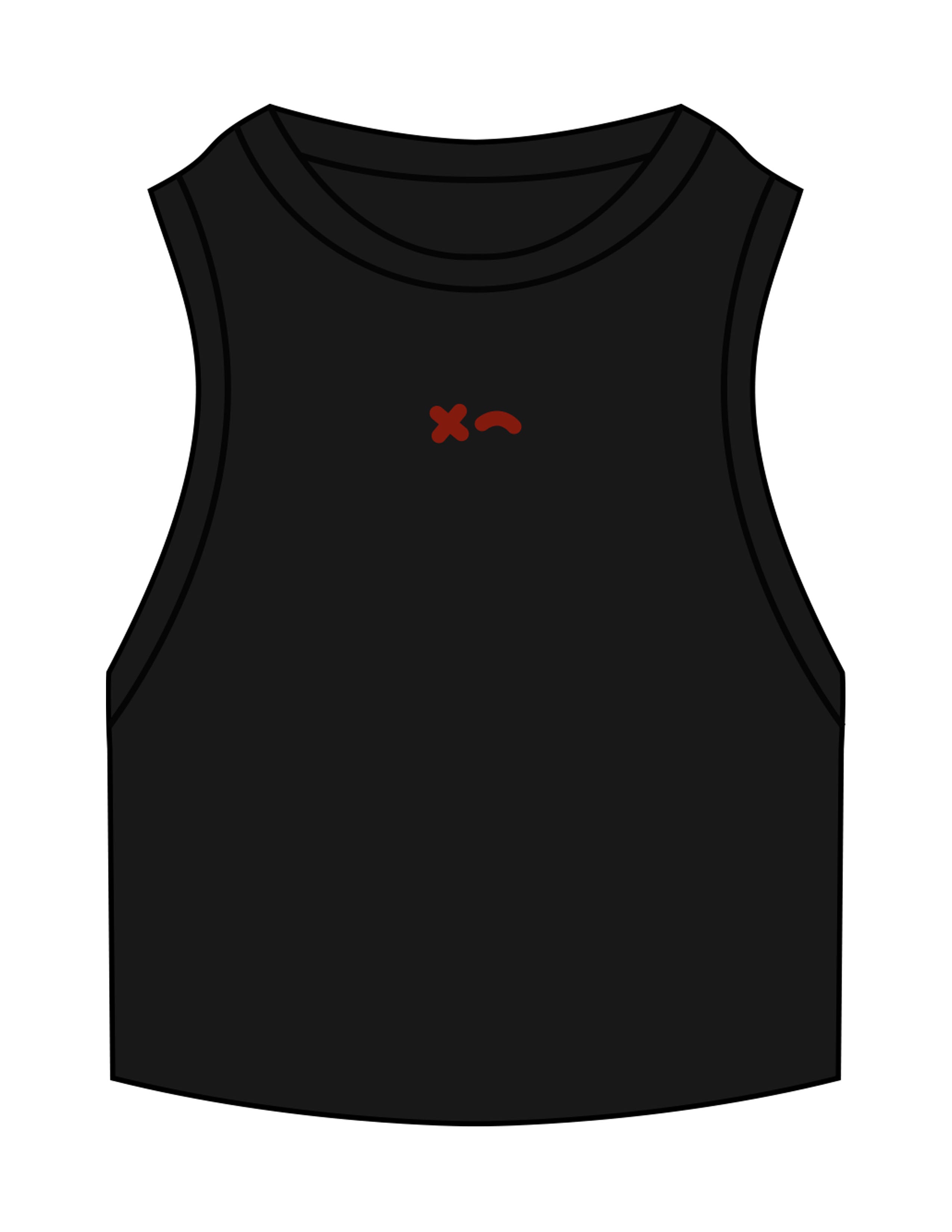 The Ribbed Crop Tank - Black - Rumble Core - Center Chest Icon - Embroidered - Blood Red