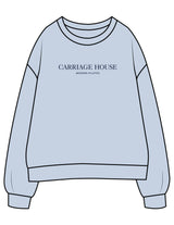 The Womens Crewneck - Powder - Carriage House - Center Chest Stacked - Printed - Navy