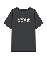 The Mens Heavyweight Tee - Washed Charcoal - Core Lab - Left Chest & Back Center - Cream  (E0D6CD)