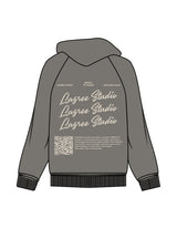 The Womens Hoodie - Washed Gray - Mega Fit House - Left Chest & Back Stacked - Printed - Off White