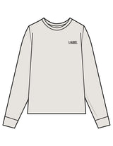The Womens Heavyweight Long Sleeve - Washed Bone - Studio 205 - Left Chest & Back Neckline - Printed - Black