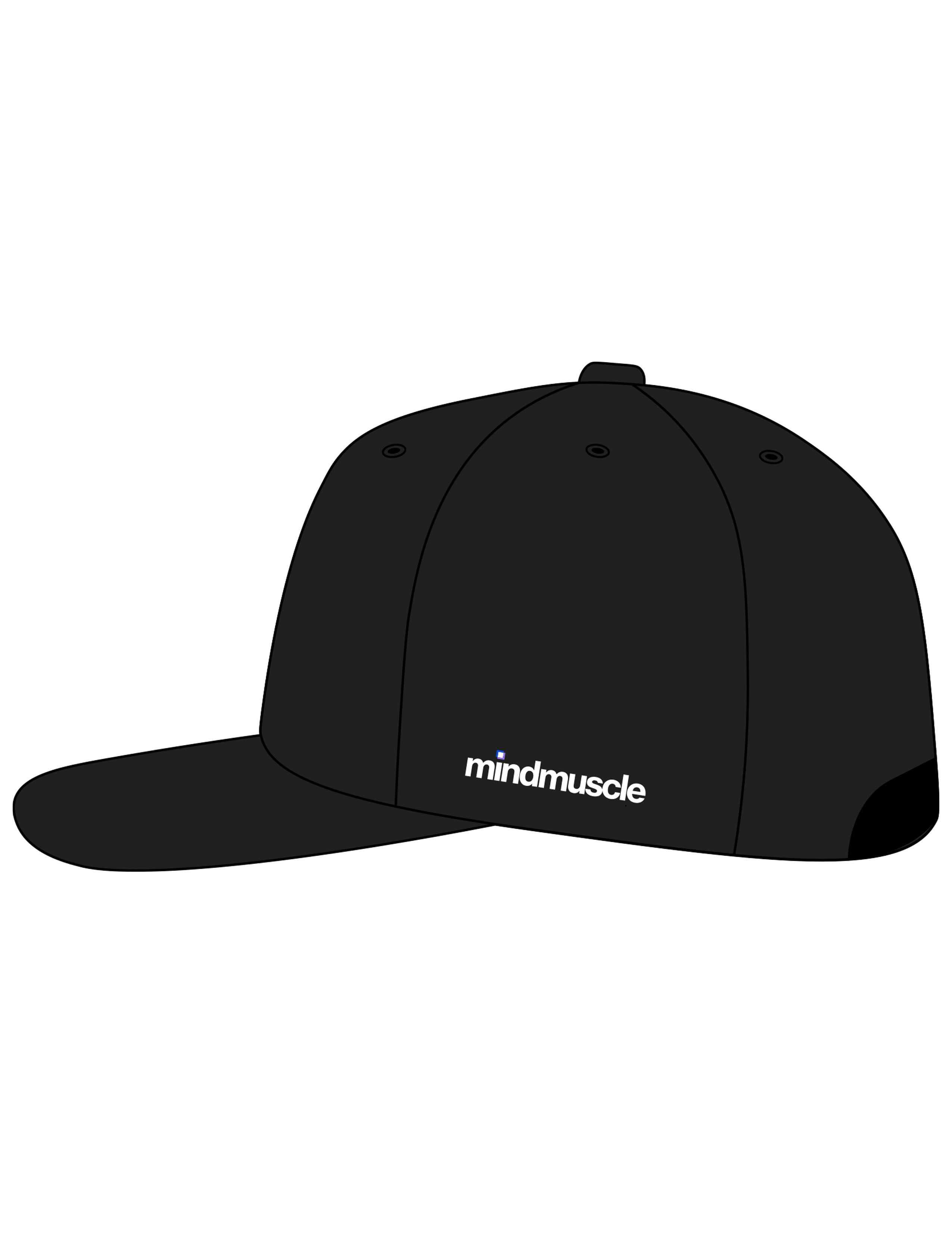 The Dad Hat - Black - Mind Muscle - Center Crown & Right Panel - Embroidered - White