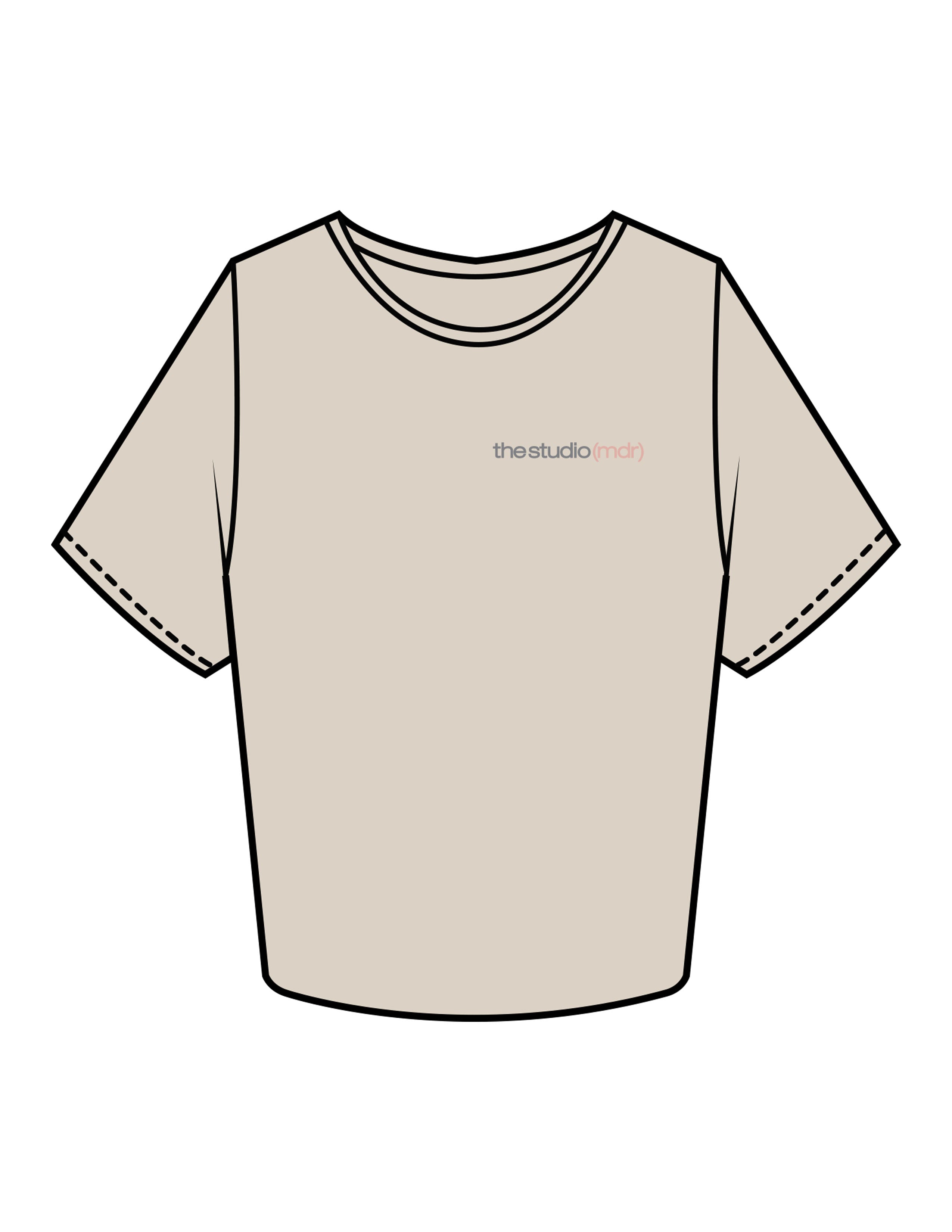 The Crop Tee - Bone - The Studio MDR - Left Chest & Ba]ck Stacked - Printed - Full Color
