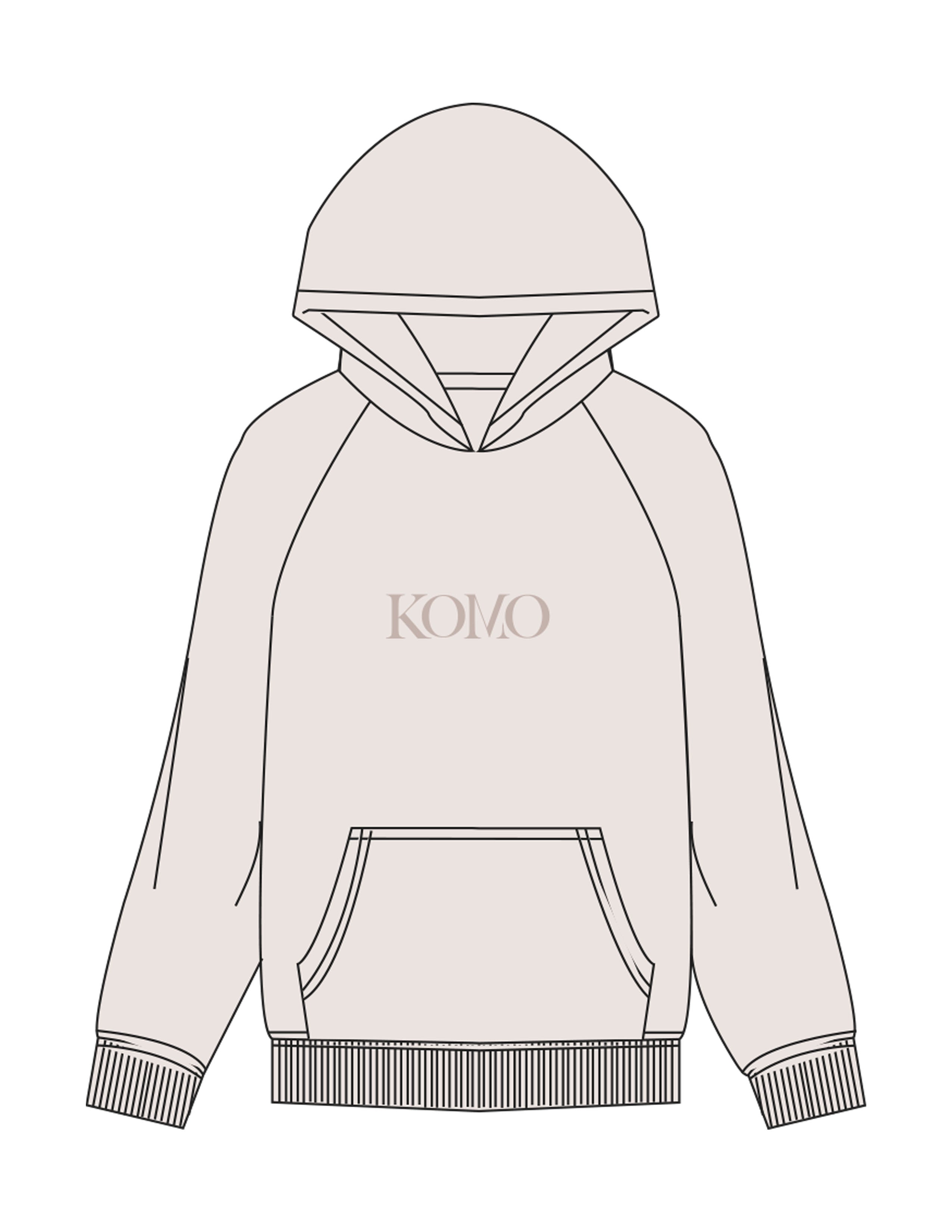 The Womens Hoodie - Bone - Komo Studio - Center Chest - Printed - Tone on Tone