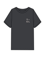 The Mens Heavyweight Tee - Washed Charcoal - Core Lab - Left Chest & Back Center - Cream  (E0D6CD)