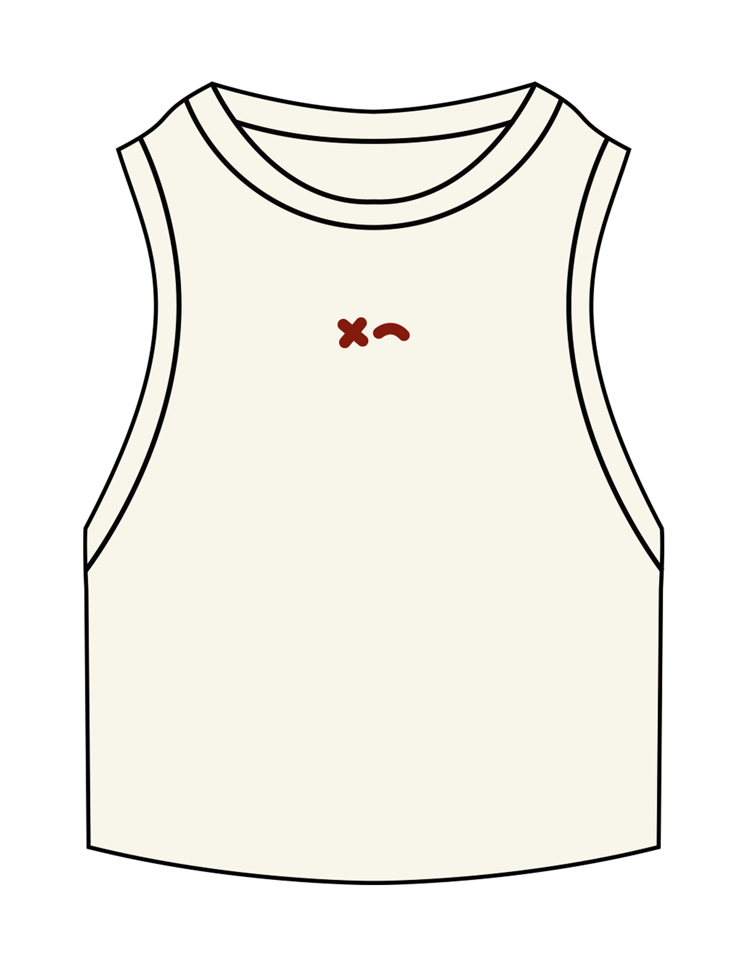 The Ribbed Crop Tank - Off White - Rumble Core - Center Chest Icon- Embroidered - Blood Red