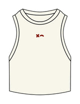 The Ribbed Crop Tank - Off White - Rumble Core - Center Chest Icon- Embroidered - Blood Red