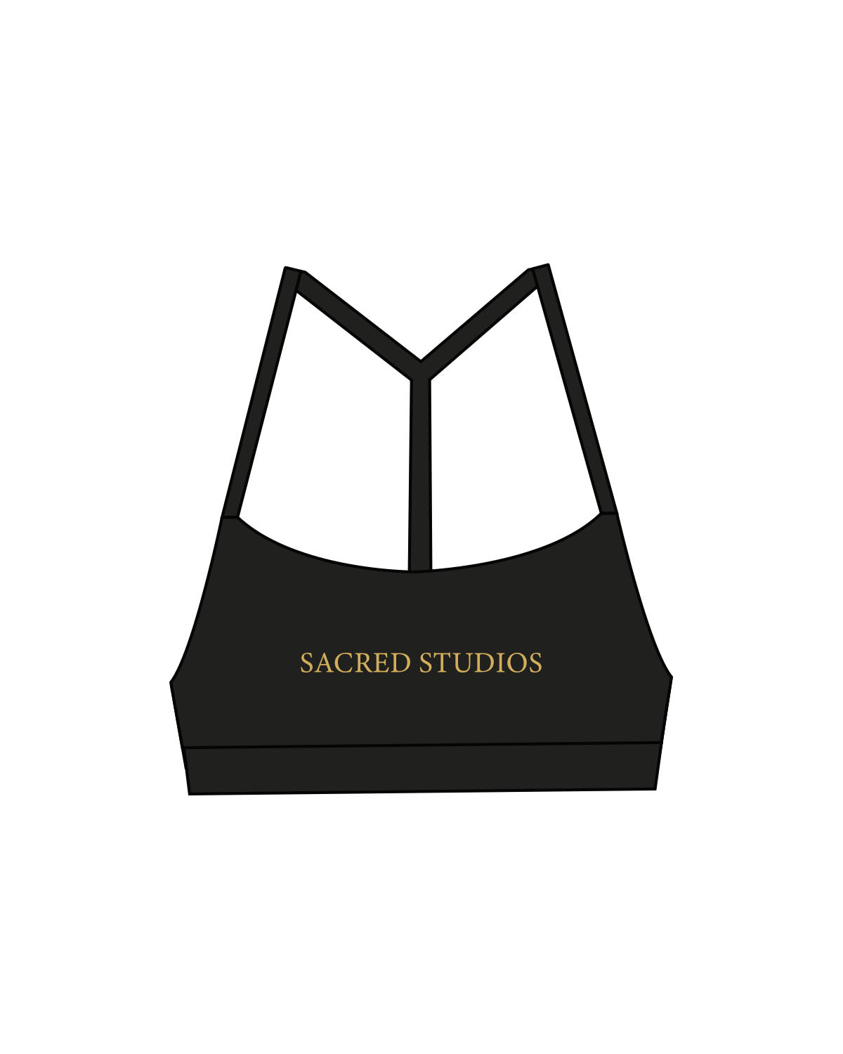 The Basic Bra - Black - Sacred Studios - Center Chest & Center Back - Printed - Gold