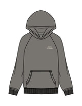 The Womens Hoodie - Washed Gray - Mega Fit House - Left Chest & Back Stacked - Printed - Off White