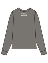 The Womens Heavyweight Long Sleeve - Washed Gray - Studio 205 - Center Chest & Back Neckline - Printed - White