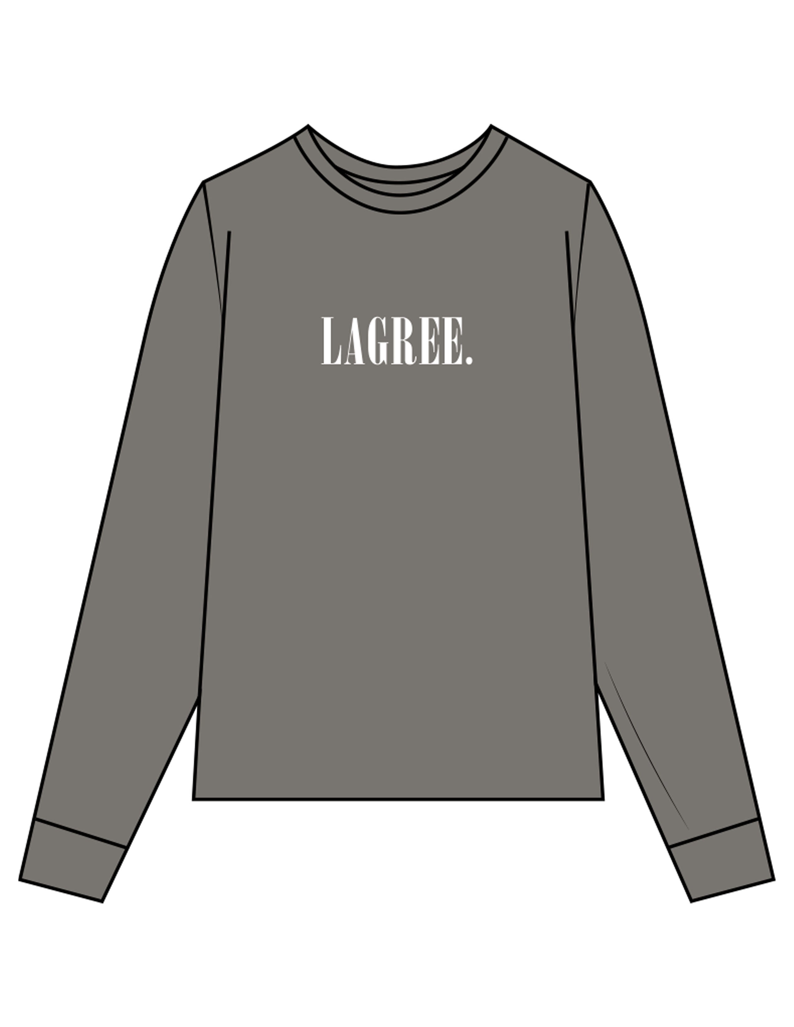 The Womens Heavyweight Long Sleeve - Washed Gray - Studio 205 - Center Chest & Back Neckline - Printed - White