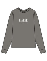 The Womens Heavyweight Long Sleeve - Washed Gray - Studio 205 - Center Chest & Back Neckline - Printed - White