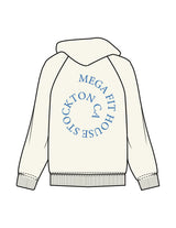 The Womens Heavyweight Hoodie - Off White - Mega Fit House - Upper Pocket & Back Spiral - Printed - Blue