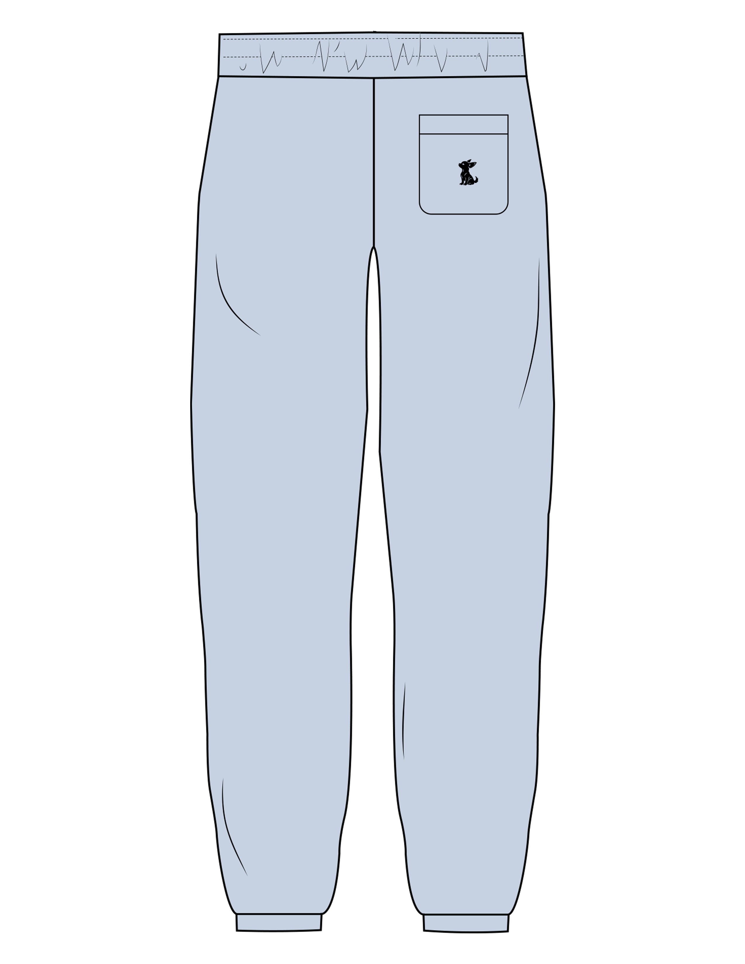 The Womens Sweatpants - Powder - Mind Muscle - Left Leg Text & Back Pocket Icon - Printed - Full Color