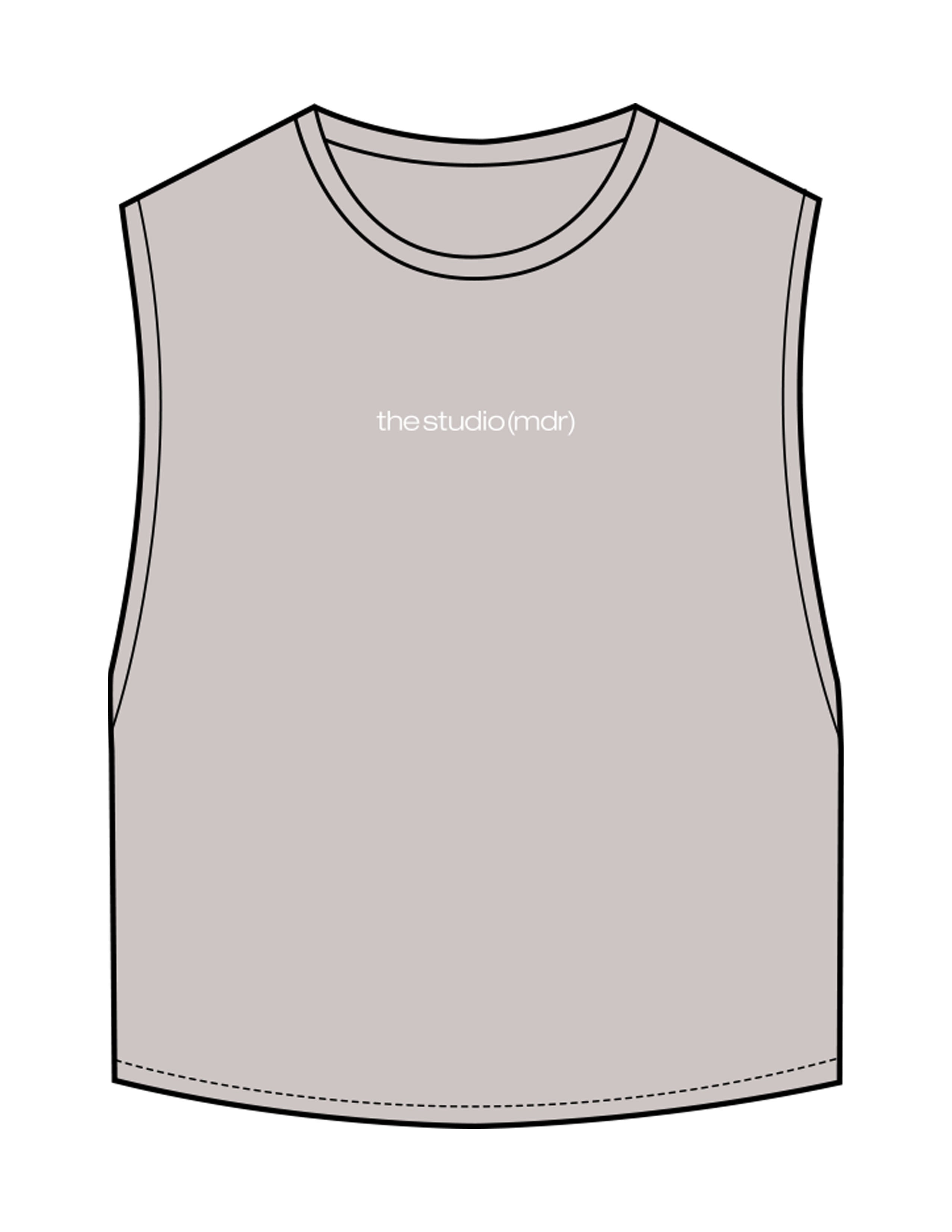 The Crop Muscle Tank - Storm - The Studio MDR - Center Chest & Back Stacked - Printed - Full Color