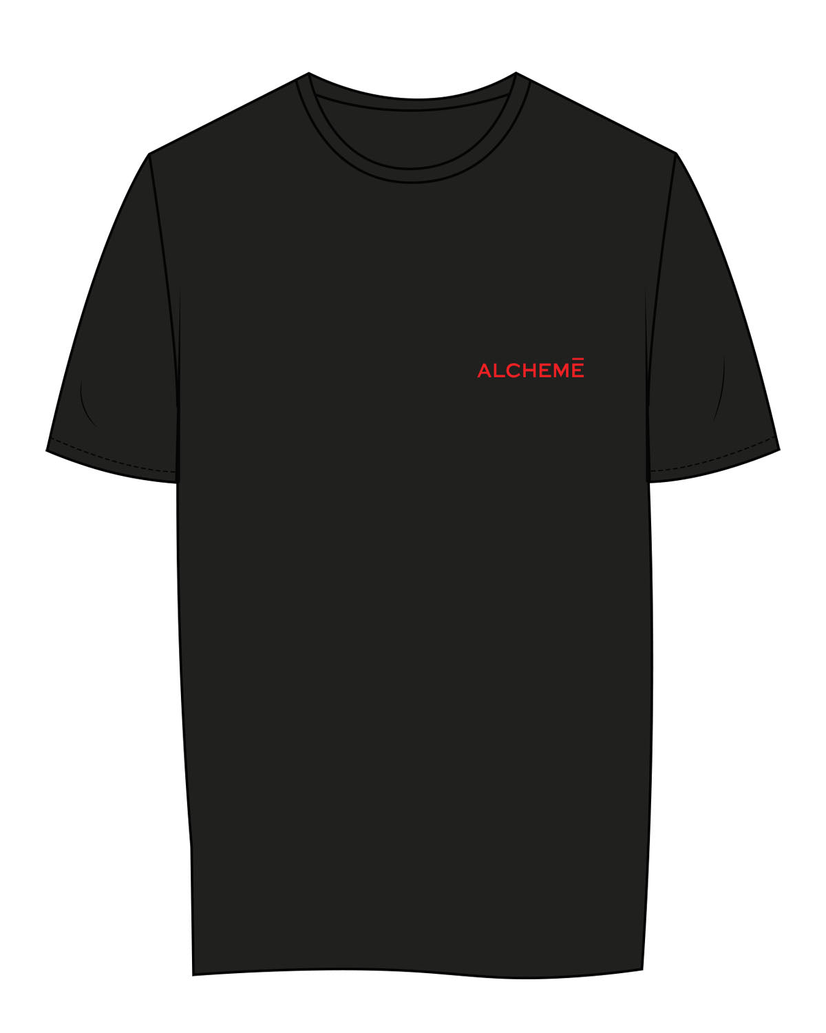 The Womens Tee - Black - ALCHEME - Left Chest & Center Back Stacked - Red
