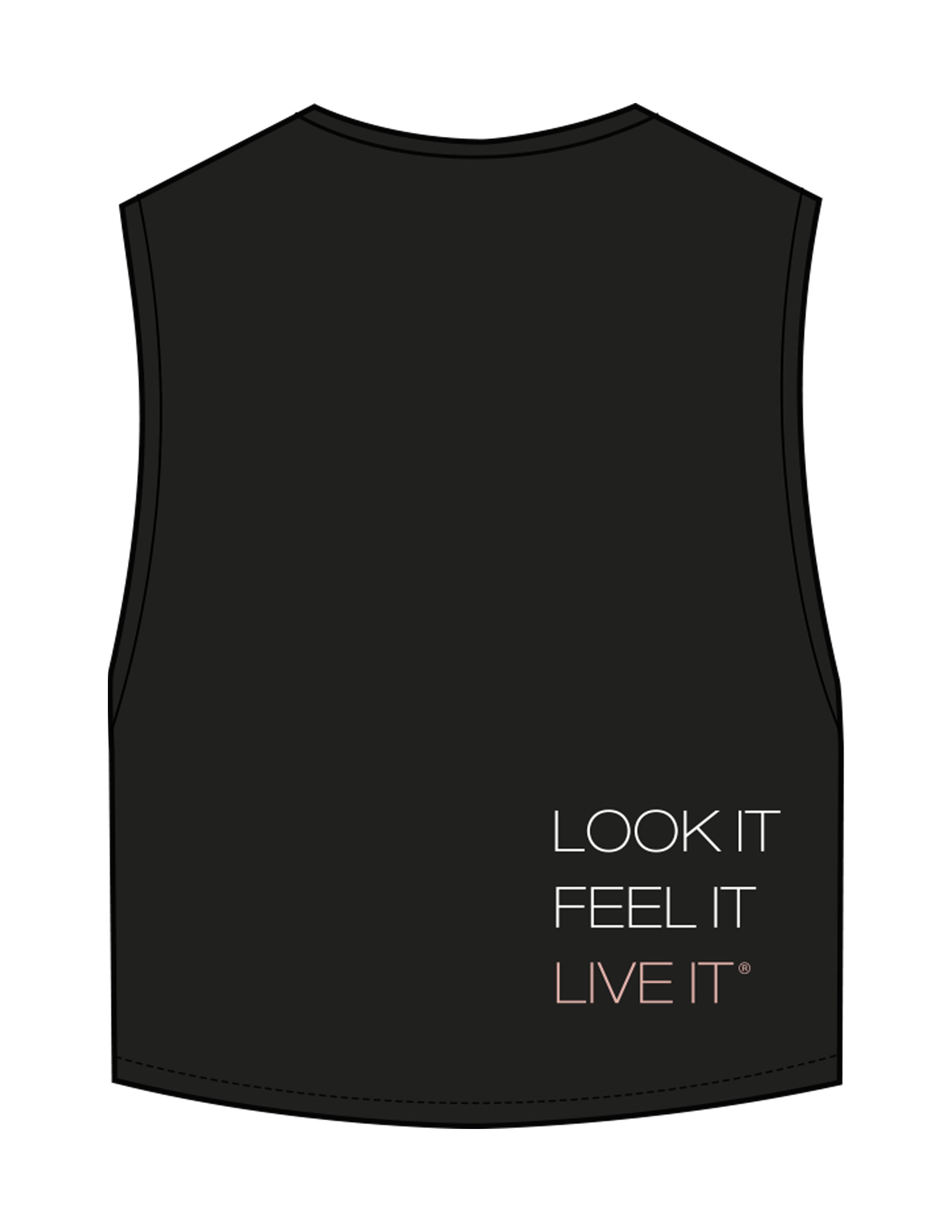 The Crop Muscle Tank - Black - The Studio MDR - Center Chest & Back Stacked - Printed - Full Color