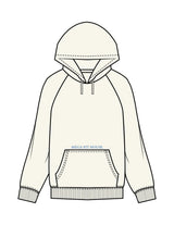 The Womens Heavyweight Hoodie - Off White - Mega Fit House - Upper Pocket & Back Spiral - Printed - Blue