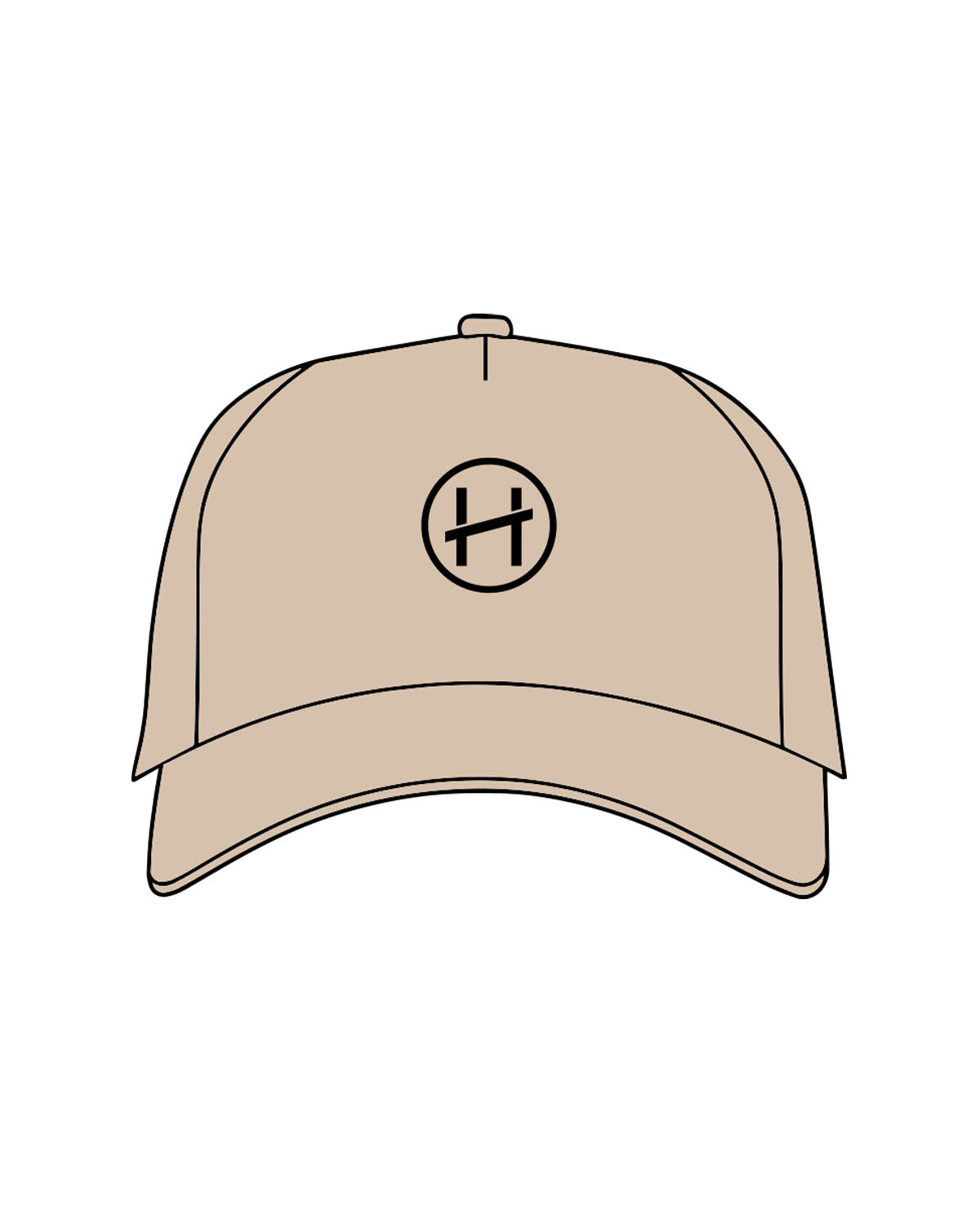 The 5 Panel Trucker Hat - Sand - Hughes Residential - Center Crown Round - Embroidered - Black