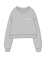 The Oversized Crop - Heather - Poppys Pilates - Left Chest & Right Wrist - EMBROIDERED - White