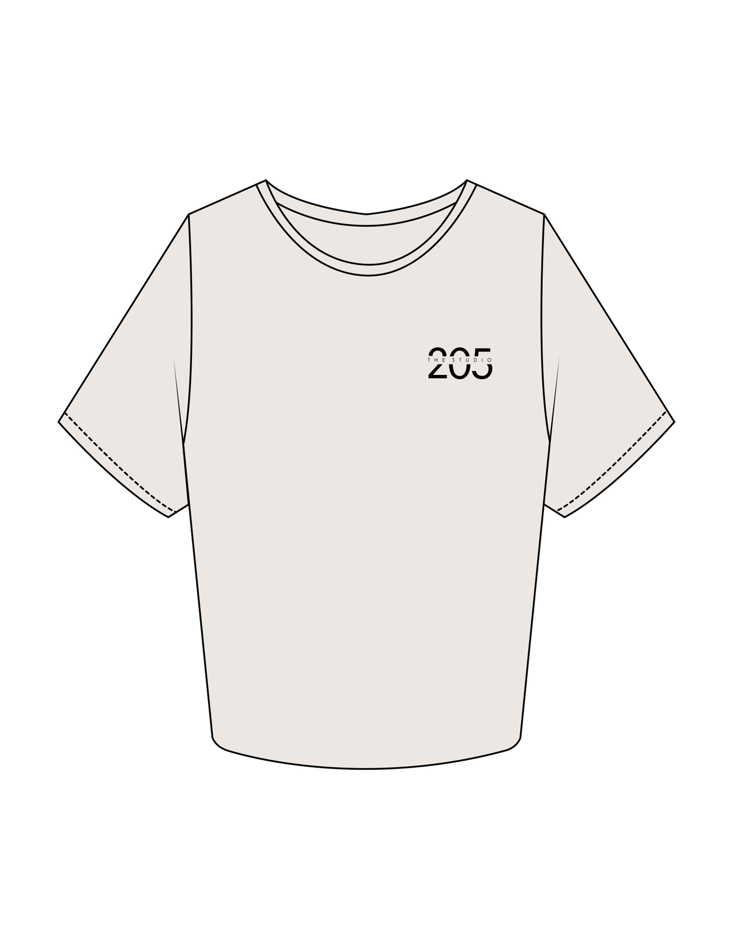 The Crop Tee - Bone - Studio 205 - Left Chest & Back Stacked - Printed - Black