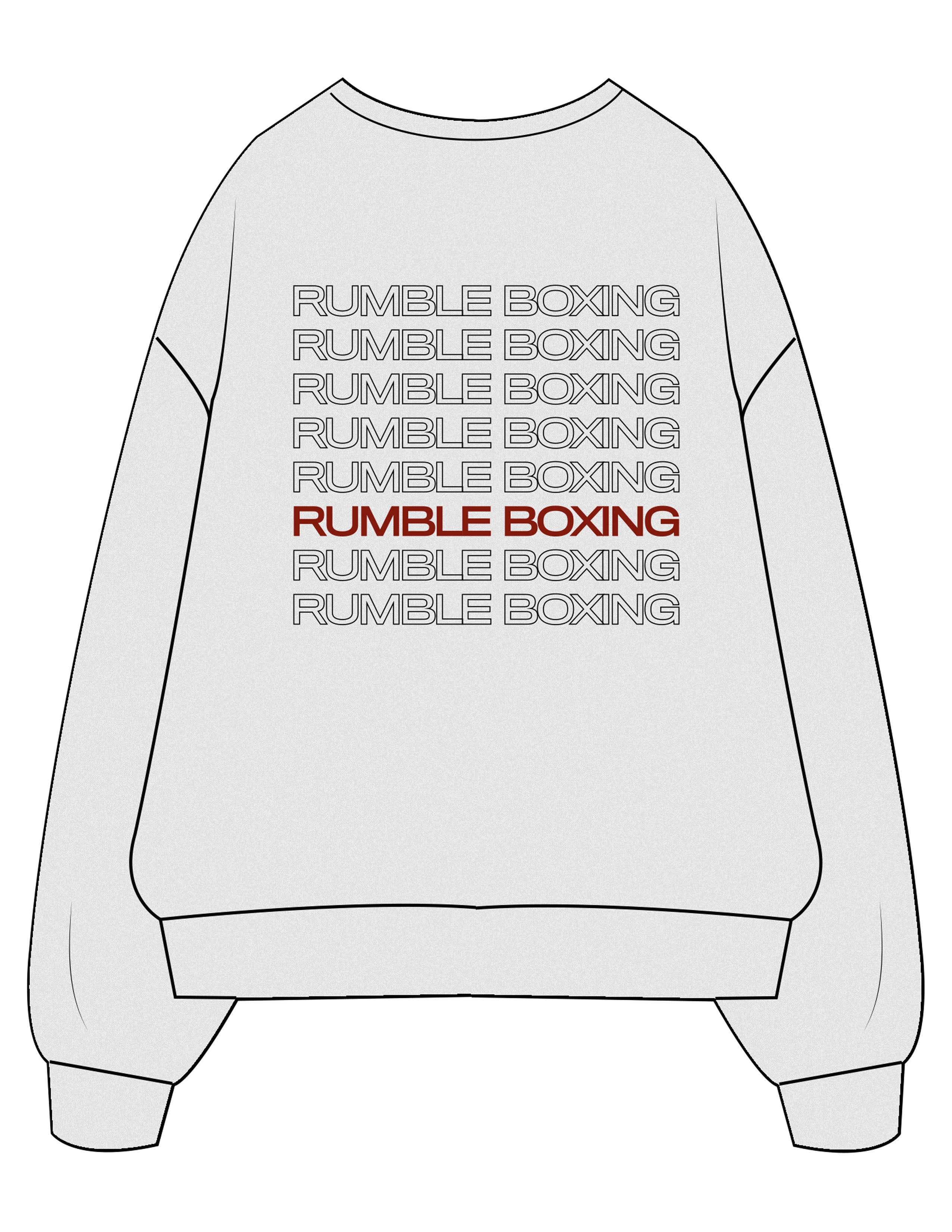 The Mens Crewneck - White Heather - Rumble Core - Left Chest & Back Stacked - Printed - Full Color