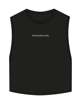 The Crop Muscle Tank - Black - The Studio MDR - Center Chest & Back Stacked - Printed - Full Color