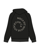 The Womens Heavyweight Hoodie - Black  - Mega Fit House - Upper Pocket & Back Spiral - Printed - Off White