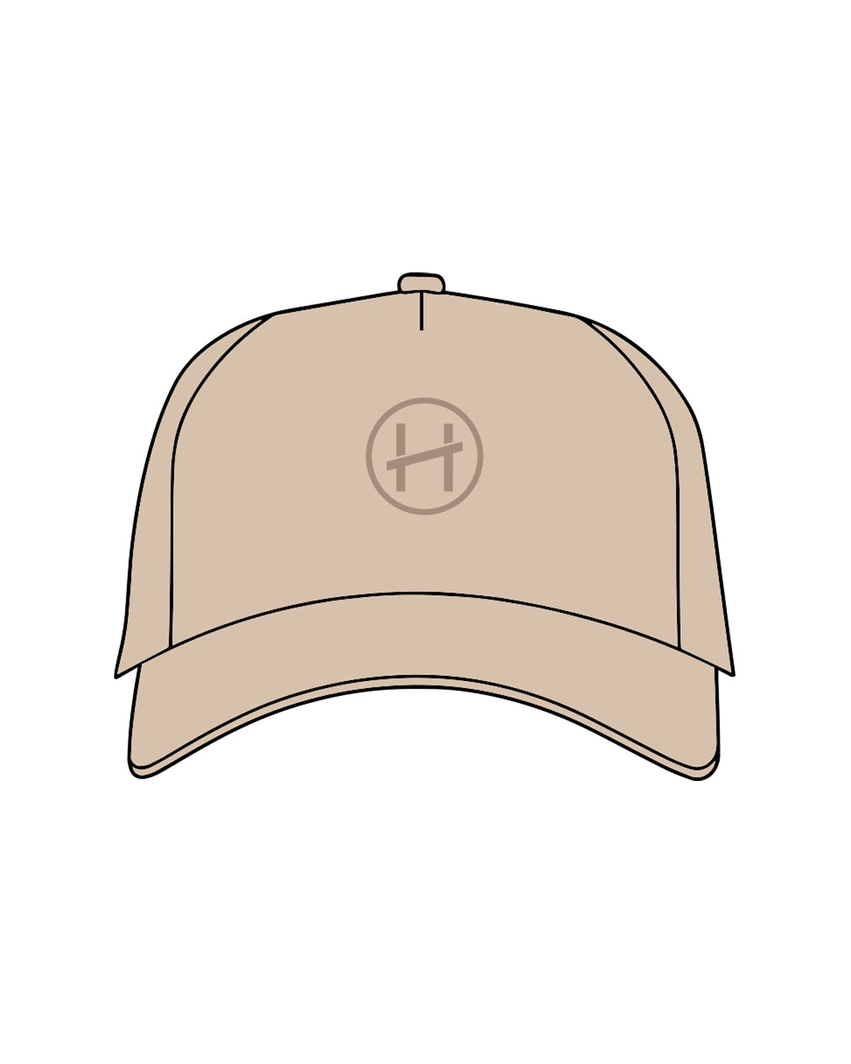The 5 Panel Trucker Hat - Sand - Hughes Residential - Center Crown Round - Embroidered - Tone on Tone