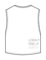 The Crop Muscle Tank - White - The Studio MDR - Center Chest & Back Stacked - Printed - Full Color