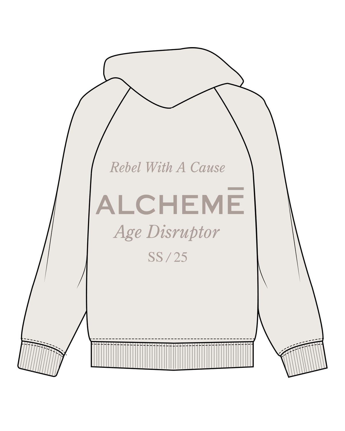 The Mens Hoodie - Bone - ALCHEME - Left Chest & Center Back Stacked - Tone on Tone