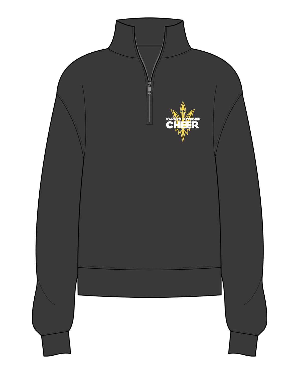 The Mens 1/4 Zip - Washed Black - Warren - Left Chest Overlayed - Printed - Full Color