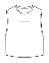 The Crop Muscle Tank - White - The Studio MDR - Center Chest & Back Stacked - Printed - Full Color