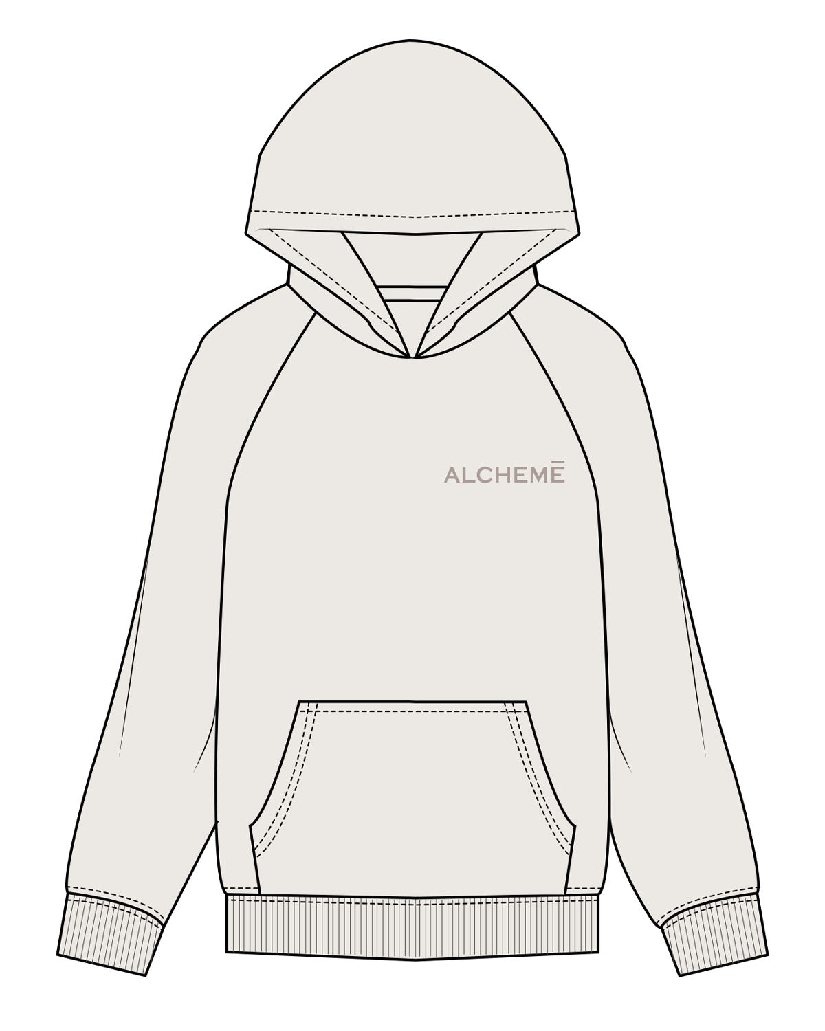 The Mens Hoodie - Bone - ALCHEME - Left Chest & Center Back Stacked - Tone on Tone