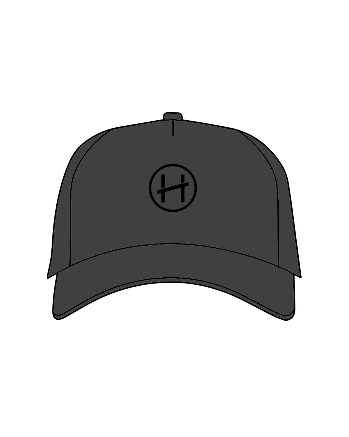 The Trucker Hat - Charcoal - Hughes Residential - Center Crown Round - Embroidered - Black