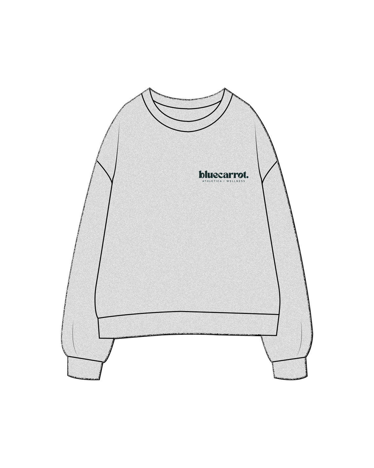The Mens Crewneck - Heather - BlueCarrot - Left Chest Stacked - Printed - Pine Green