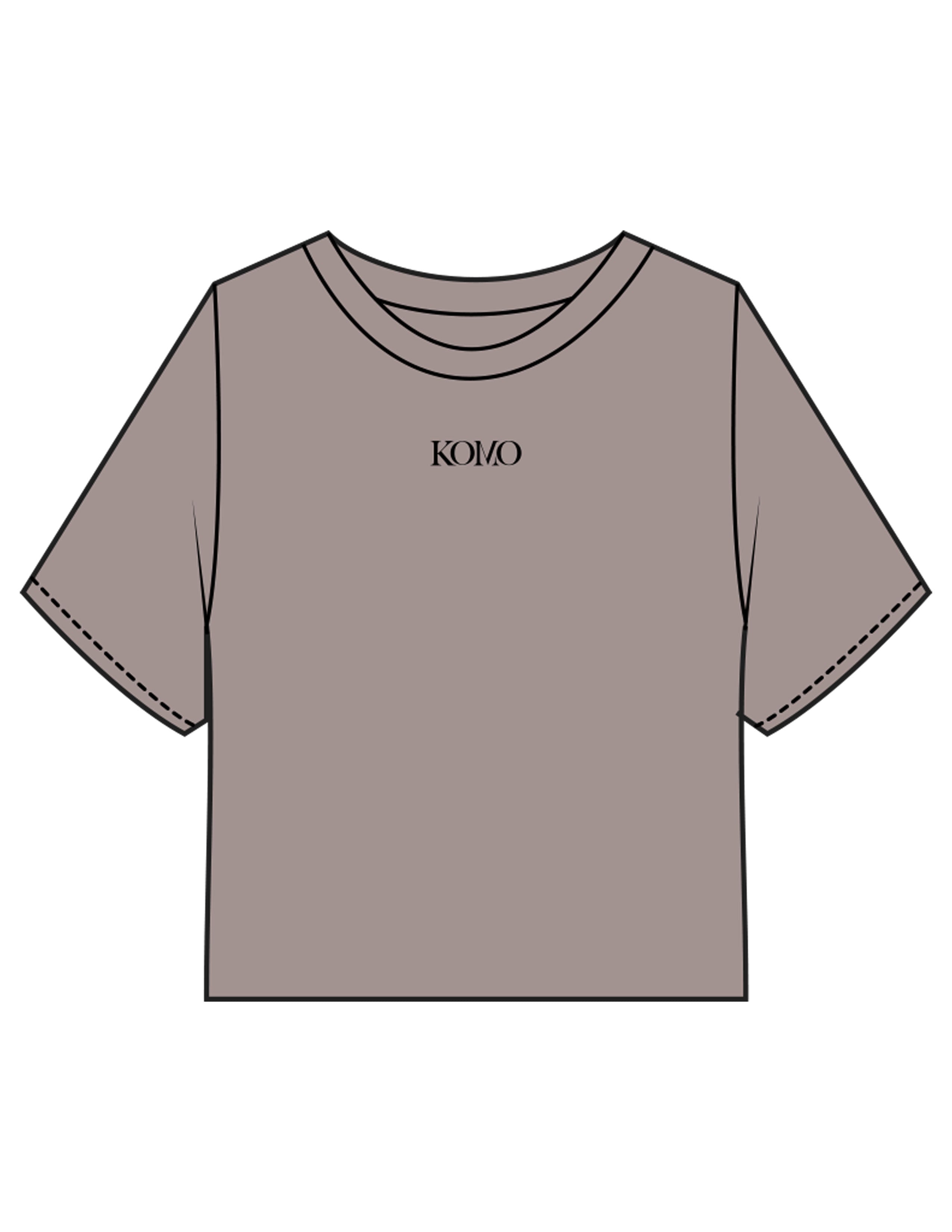 The Heavyweight Crop Tee - Washed Gray - Komo Studio - Center Chest - Printed - Black