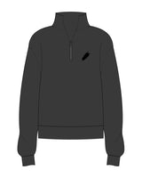 The Womens 1/4 Zip - Washed Black - BlueCarrot - Left Chest - Printed - Black