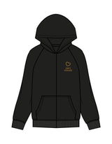 The Womens Zip Hoodie - Black - Mega Fit House - Left Chest & Back Stacked - Printed - Gold