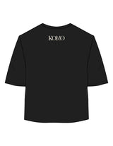 The Oversized Crop Tee - Black - Komo Studio - Left Chest Stacked & Upper Back - Printed - Off White