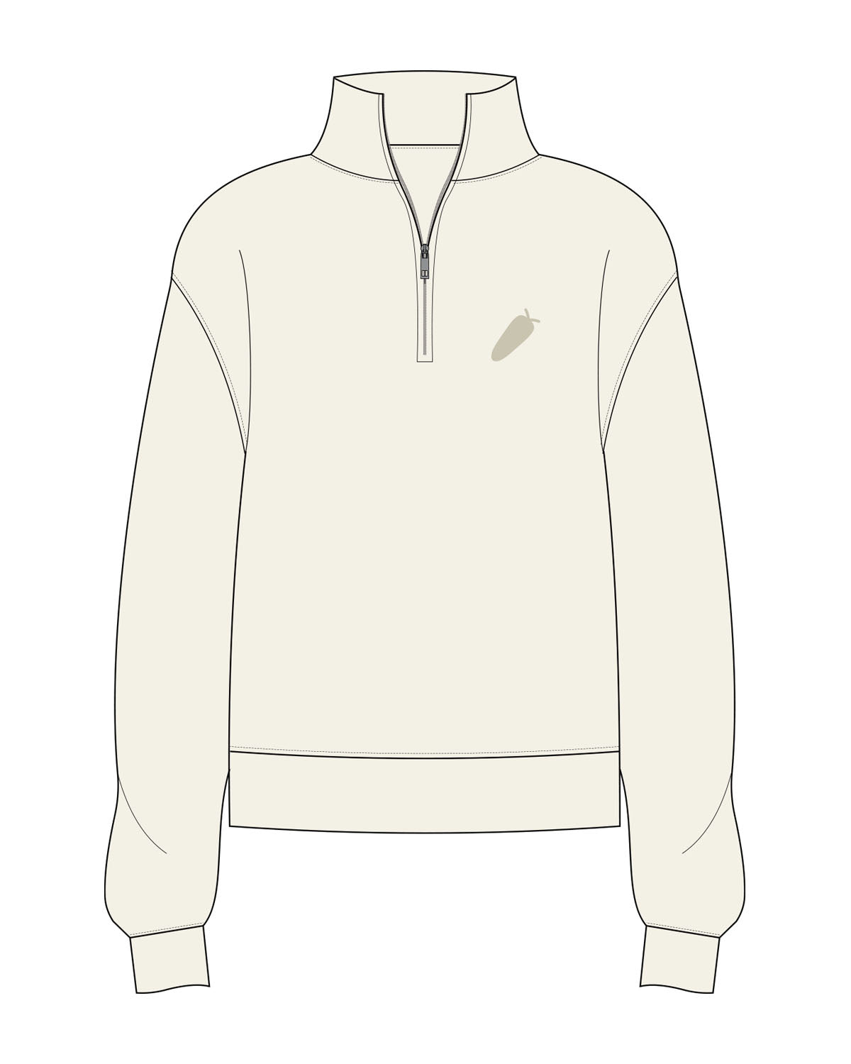 The Womens 1/4 Zip - Off White - BlueCarrot - Left Chest - Printed - Tone on Tone