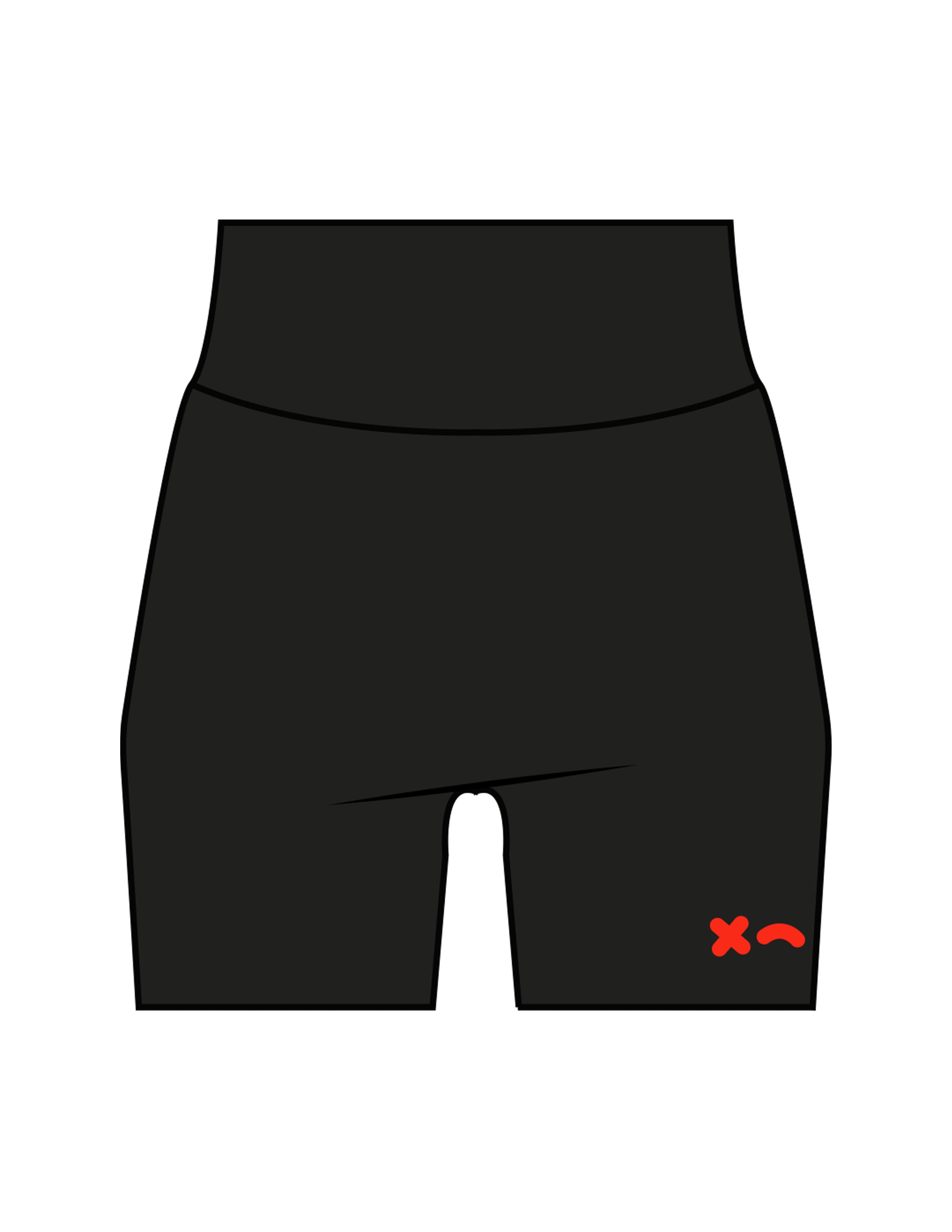 The Basic Short - Black - Rumble Core - Front Bottom - Printed - Red