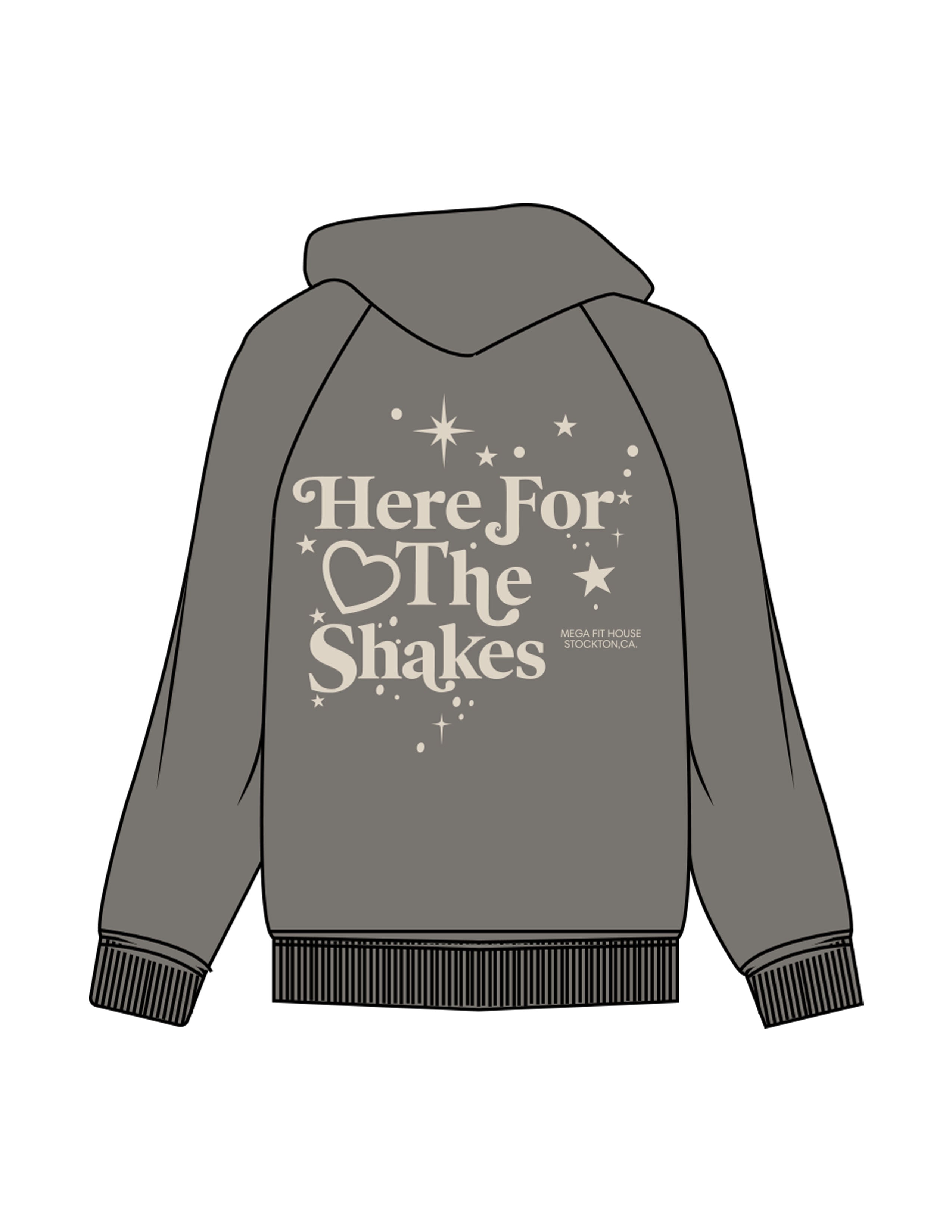 The Womens Zip Hoodie - Washed Gray - Mega Fit House - Left Chest & Back Stacked - Printed - Off White