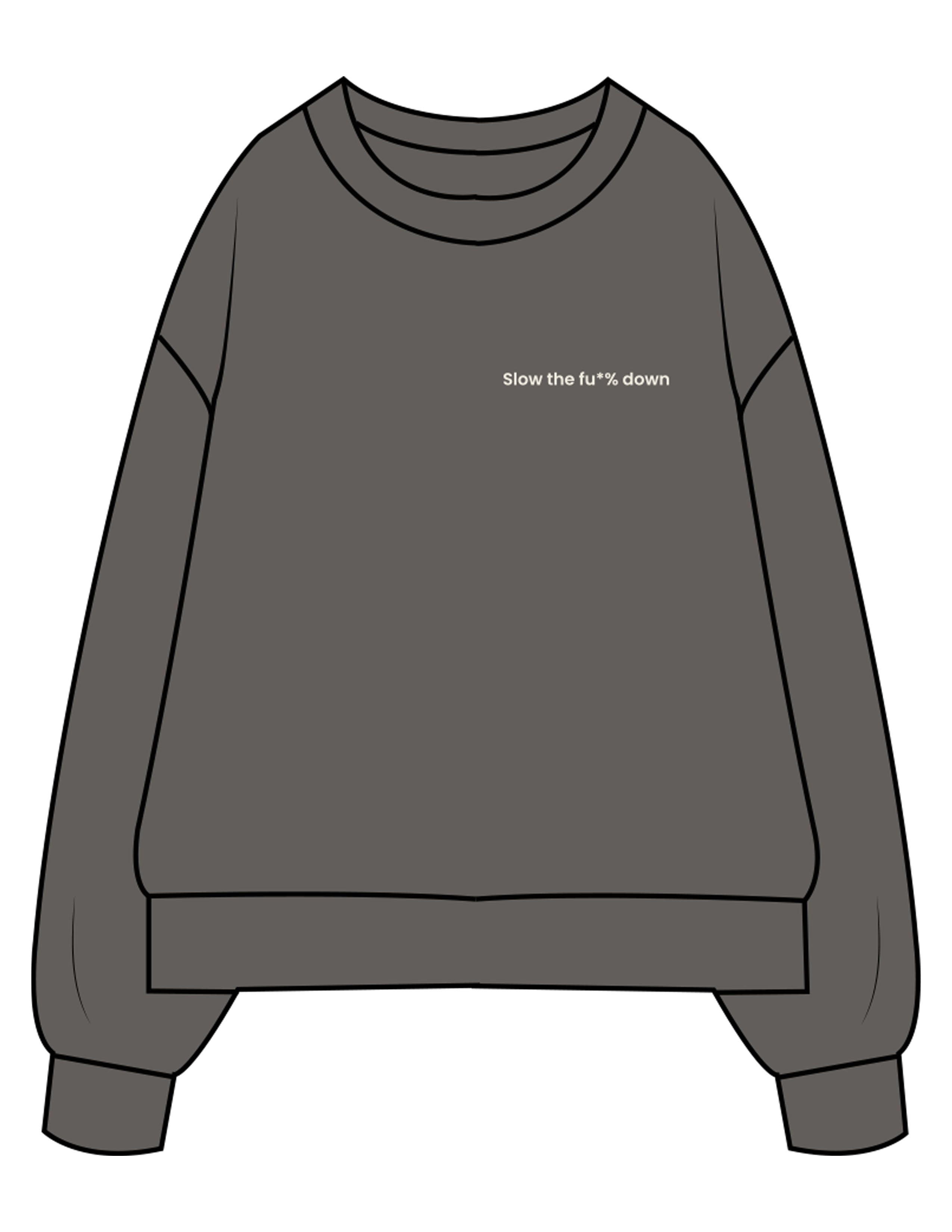 The Midweight Unisex Crewneck - Washed Black - enCore Pilates - Left Chest - EMB - Off White