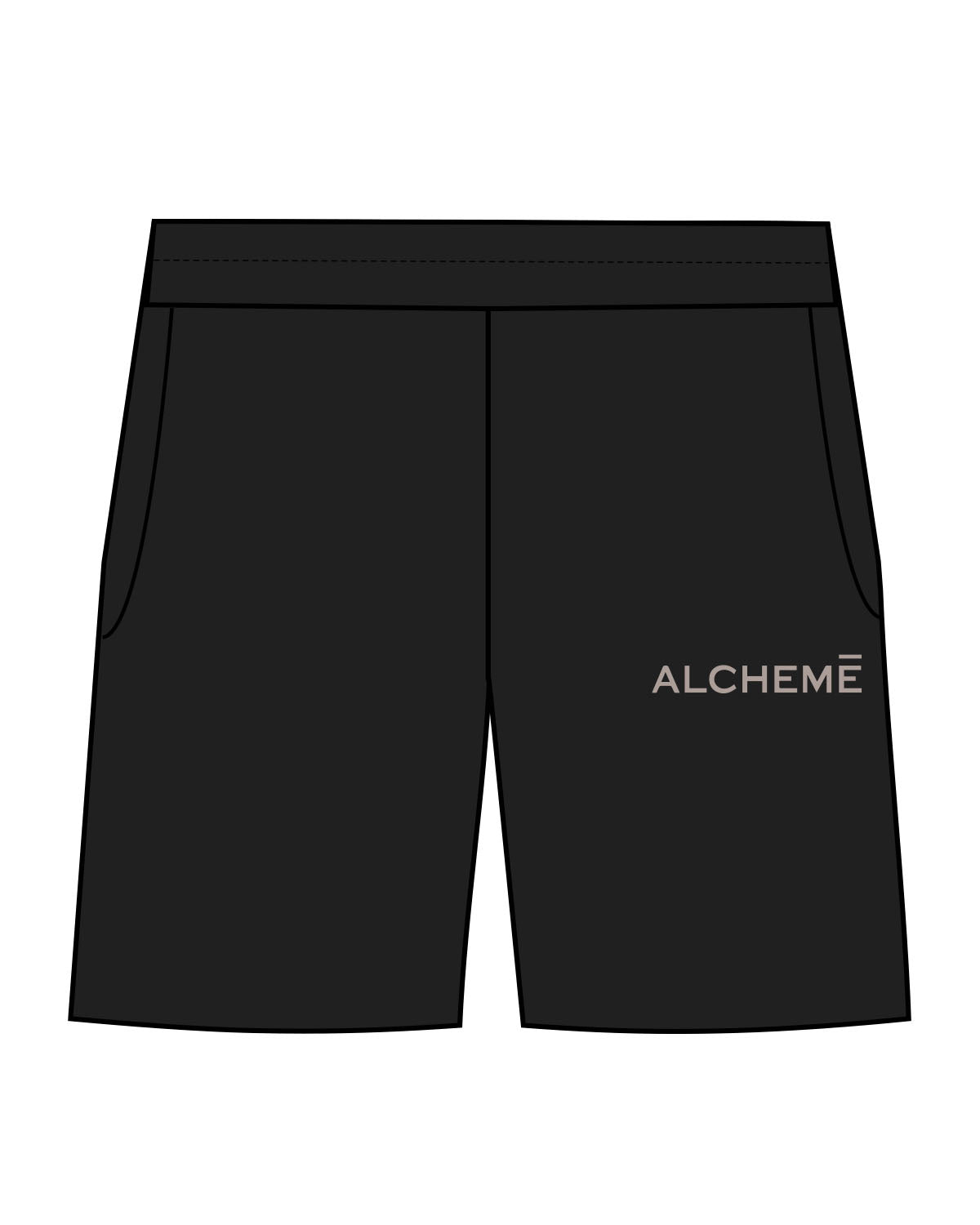 The Mens Sweat Shorts - Black - ALCHEME - Left Leg - Bone