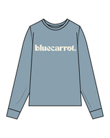 The Unisex Midweight Long Sleeve - Ice Blue - BlueCarrot - Center Chest - Printed - Off white