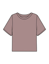 The Boxy Crop Tee - Mauve - Komo Studio - Back Stacked - Printed - Tone on Tone