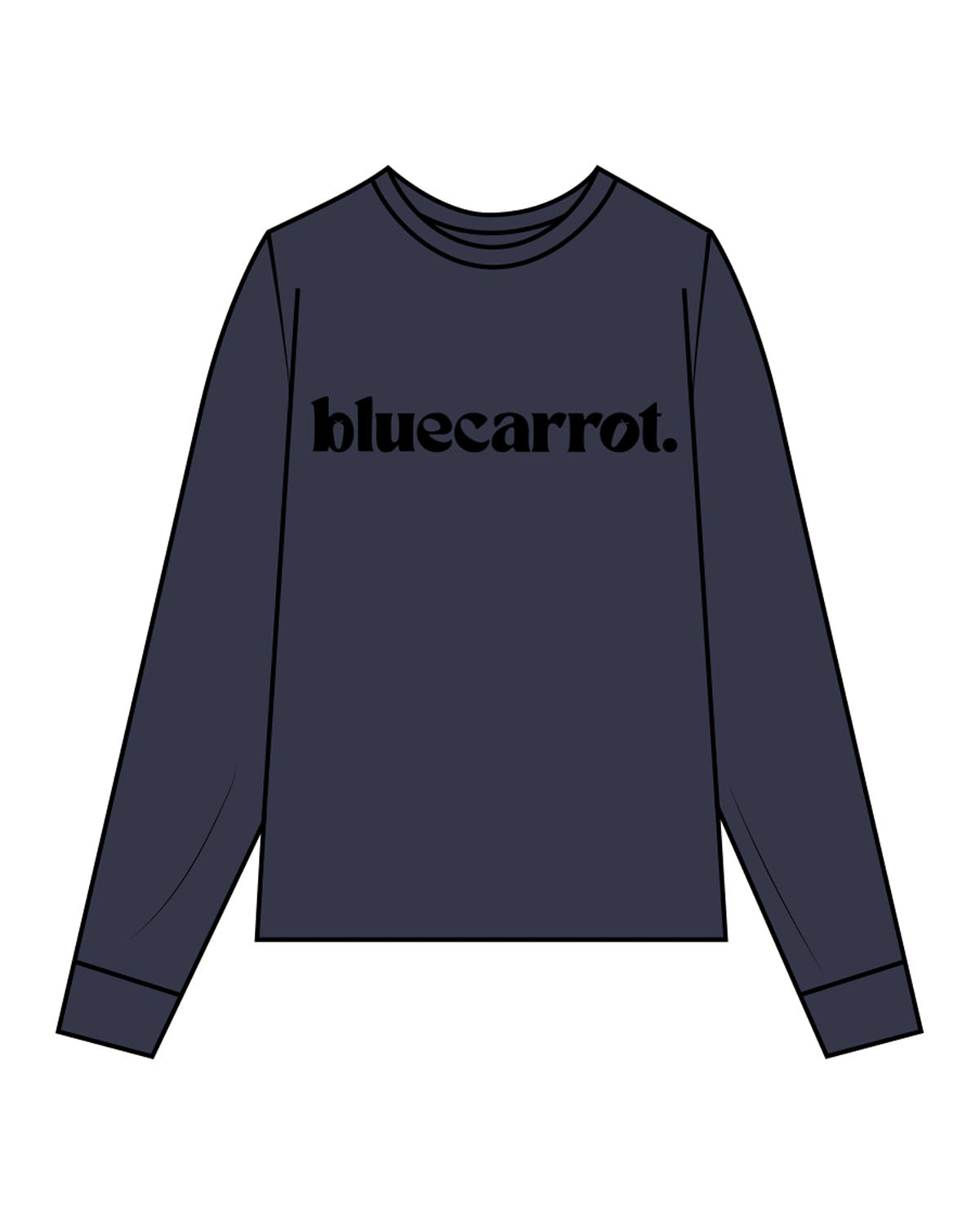 The Unisex Midweight Long Sleeve - Midnight - BlueCarrot - Center Chest - Printed - Black