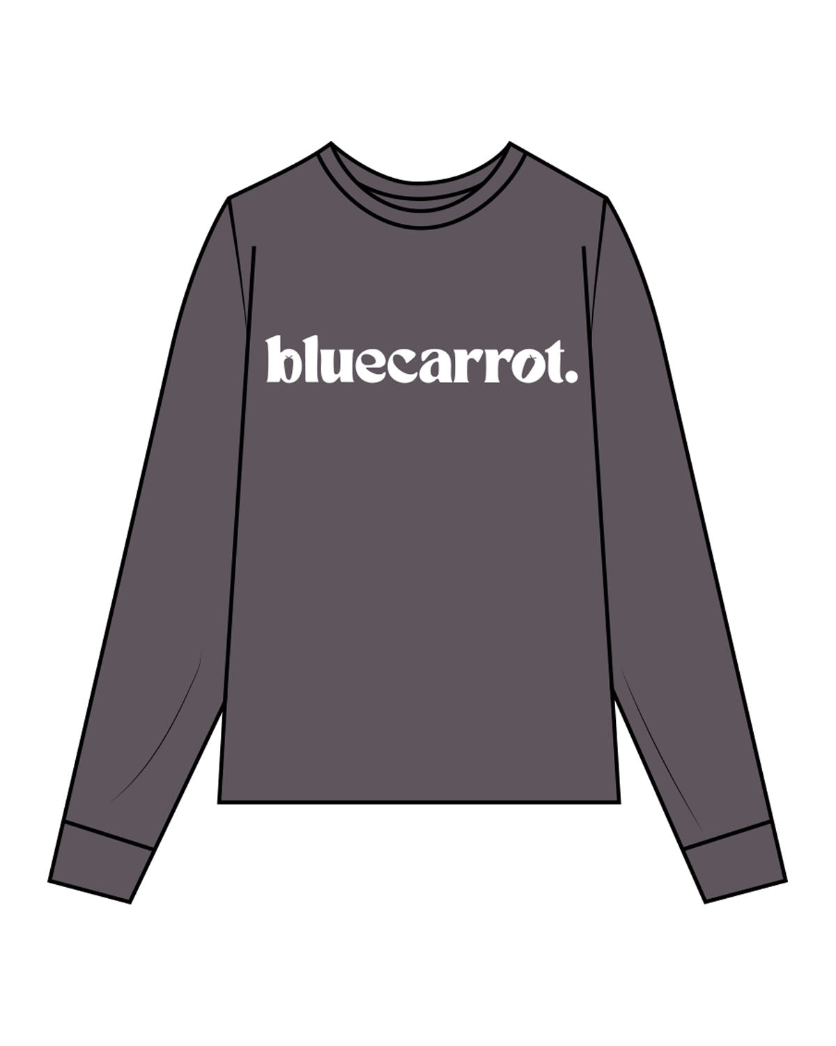 The Unisex Midweight Long Sleeve - Graphite - BlueCarrot - Center Chest - Printed - White