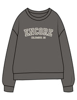 The Midweight Unisex Crewneck - Washed Black - enCore Pilates - Center Chest Stacked - Printed - Off White